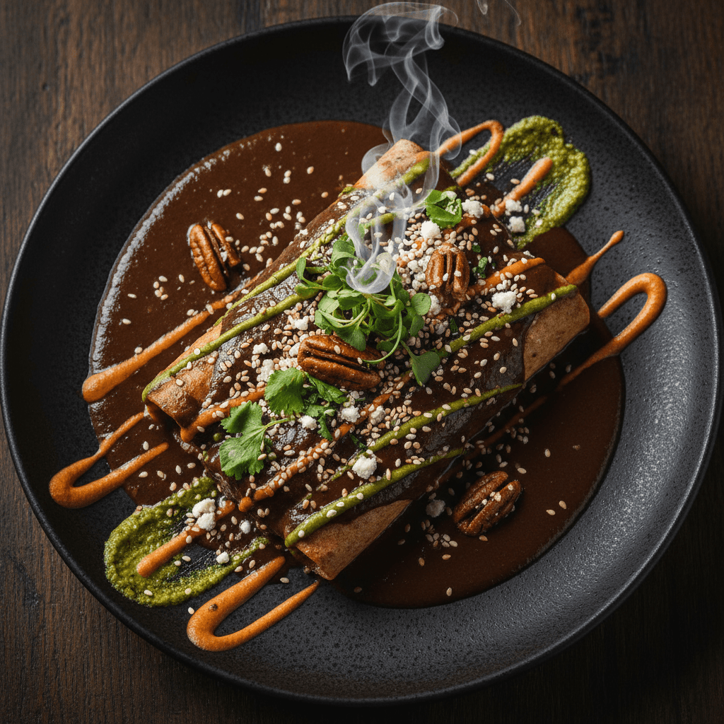 Artfully plated Mexican specialty dish