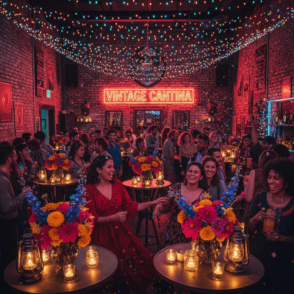 Themed party night with guests celebrating at Vintage Cantina