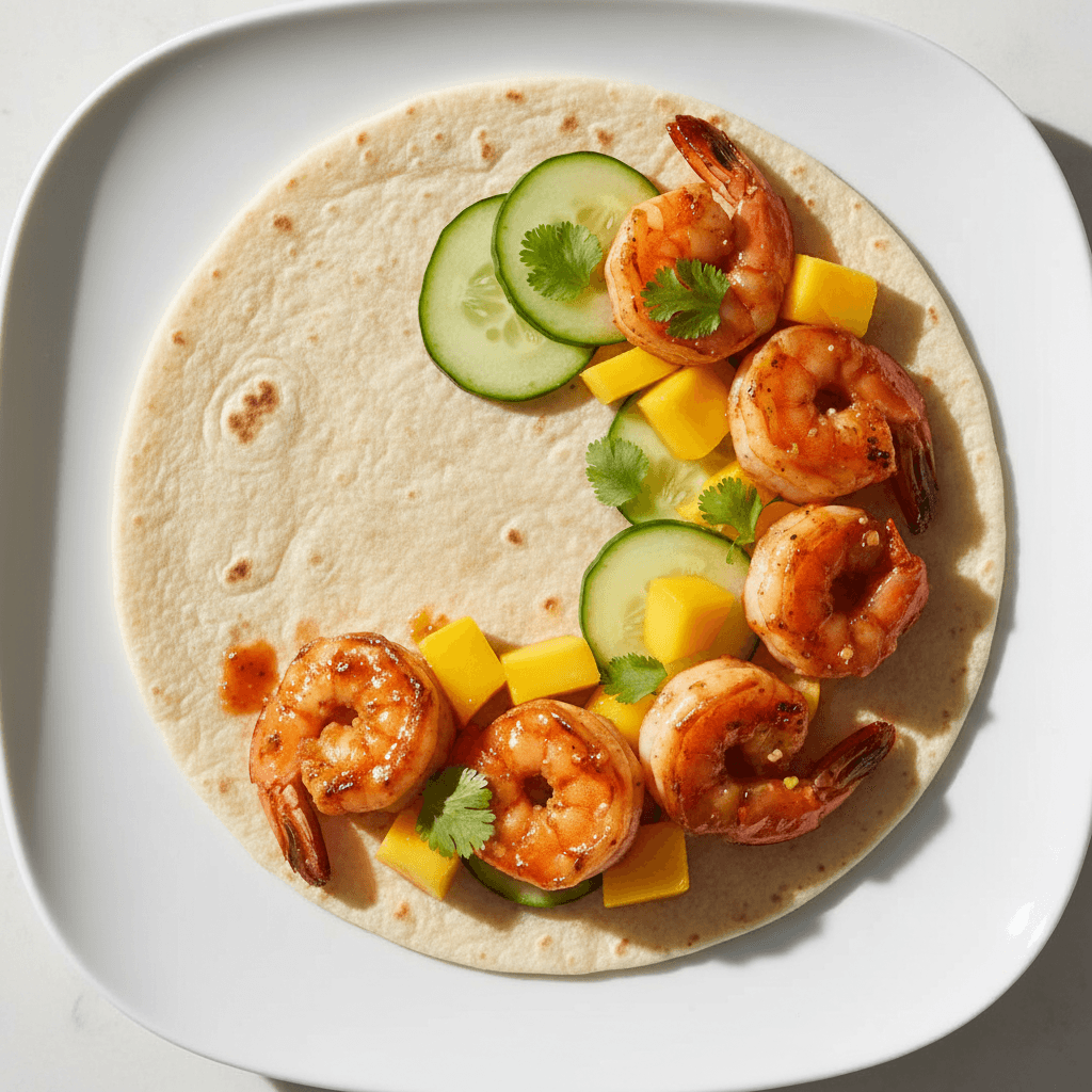 Mango habanero shrimp taco with fresh toppings