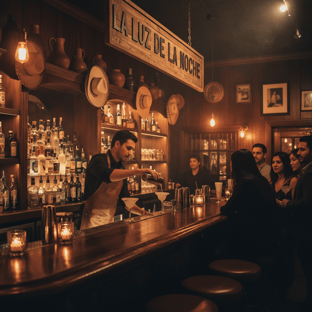 Bartender crafting margaritas at the bar during an event