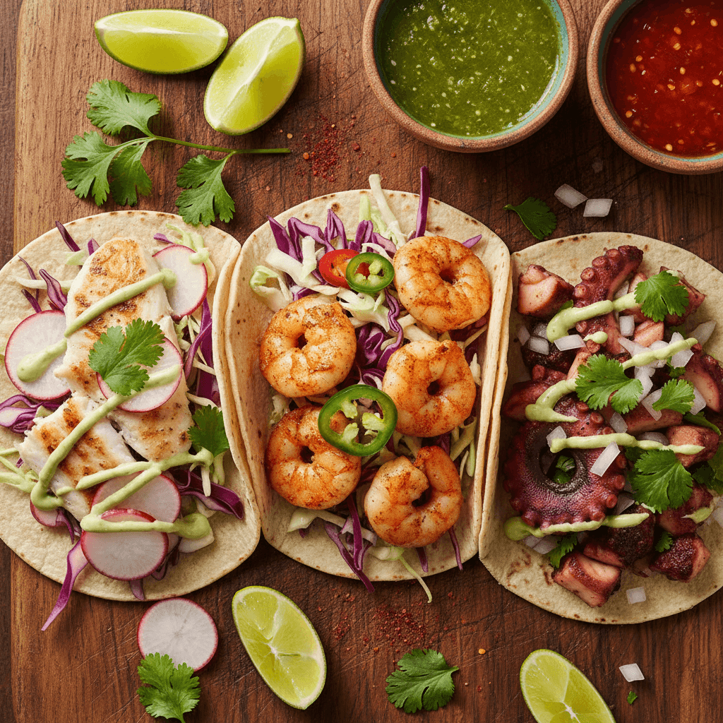 Grilled shrimp taco with mango salsa and cotija