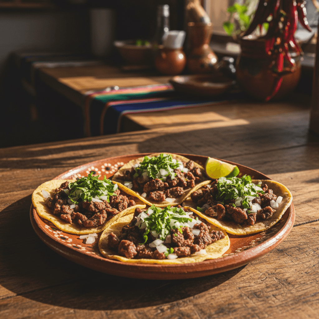 Barbacoa taco with cilantro and fresh lime