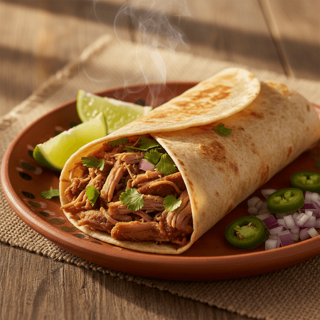 Carne asada burrito with grilled beef, rice, beans, and pico de gallo