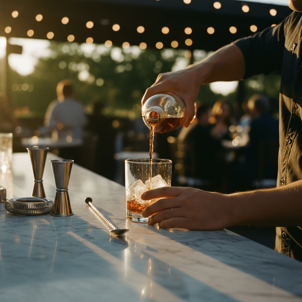 Bartender making margaritas during Vintage Cantina event