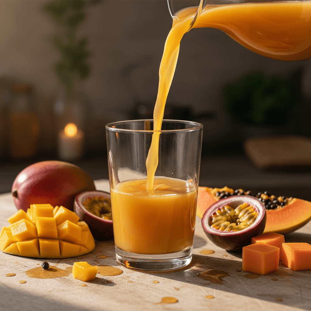 Mango-habanero margarita with habanero and mango slice garnish