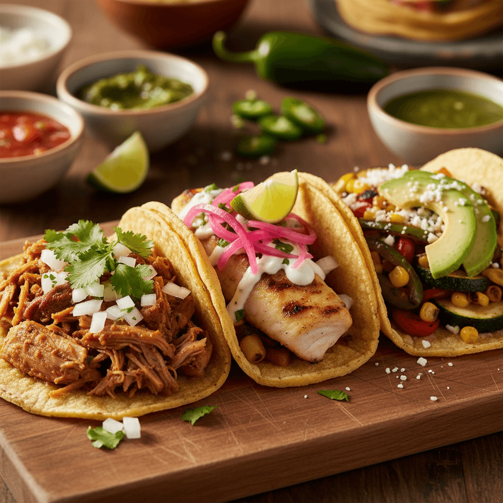 Veggie taco with roasted seasonal vegetables and queso oaxaca